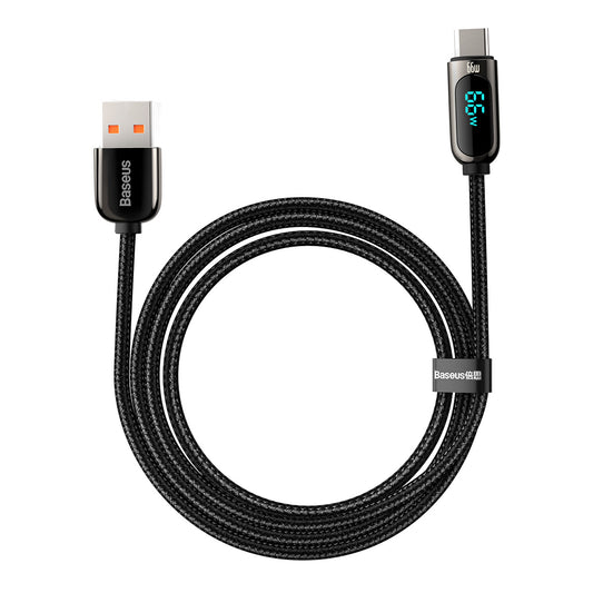 Kabl za Prenos Podataka i Punjenje USB-A - USB-C Baseus Display, 66W, 2m, Crni CASX020101