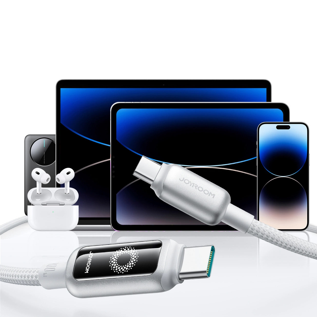 Kabl za prenos podataka i punjenje USB-C - USB-C Joyroom S-A55 StarFlight Display, 100W, 1.2m, Bel