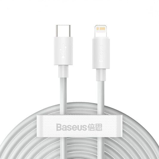 Kabl za Prenos Podataka i Punjenje USB-C - Lightning Baseus Simple Wisdom, 20W, 1.5m, Set 2 komada, Beli