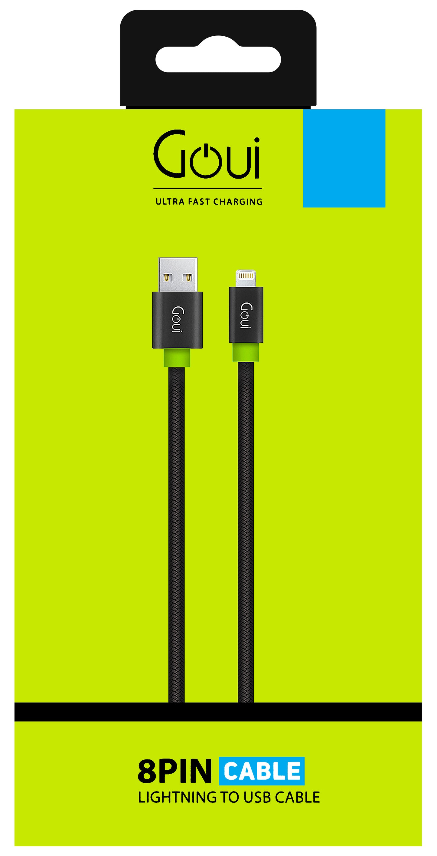 Kabl za Prenos Podataka i Punjenje USB-A - Lightning Goui Fashion Flat, 18W, 1m, Crni G-LC8PINFBF-K