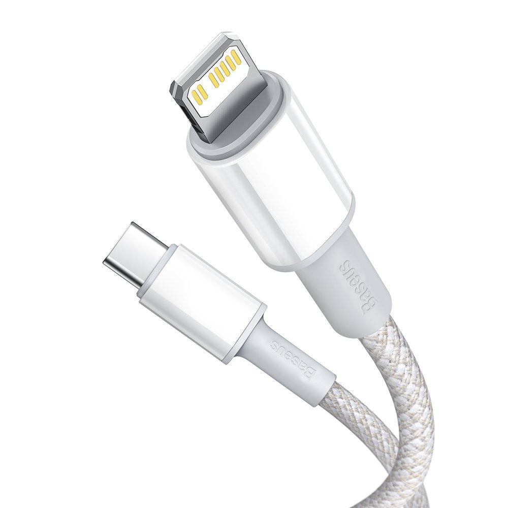 Kabl za Prenos Podataka i Punjenje USB-C - Lightning Baseus High Density Braided, 20W, 2m, Beli CATLGD-A02