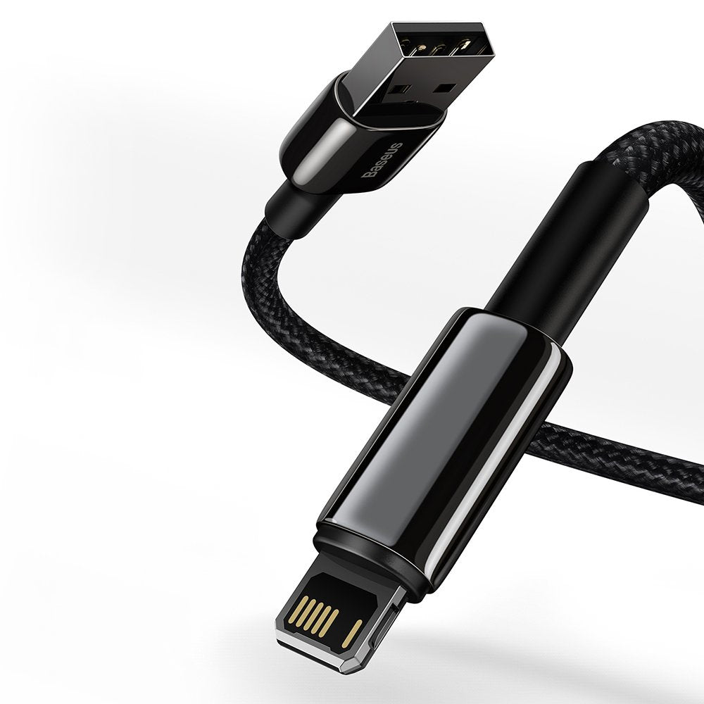 Kabl za podatke i punjenje USB na Lightning Baseus Tungsten Gold, 2m, 2.4A, Crni CALWJ-A01
