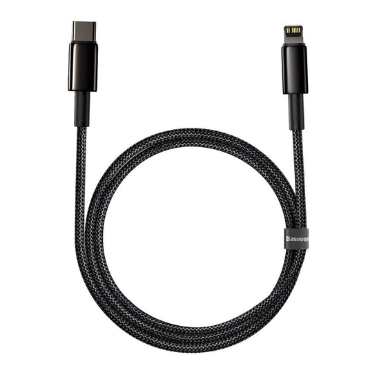 Kabl za Prenos Podataka i Punjenje USB-C - Lightning Baseus Tungsten Gold, 20W, 1m, Crni CATLWJ-01