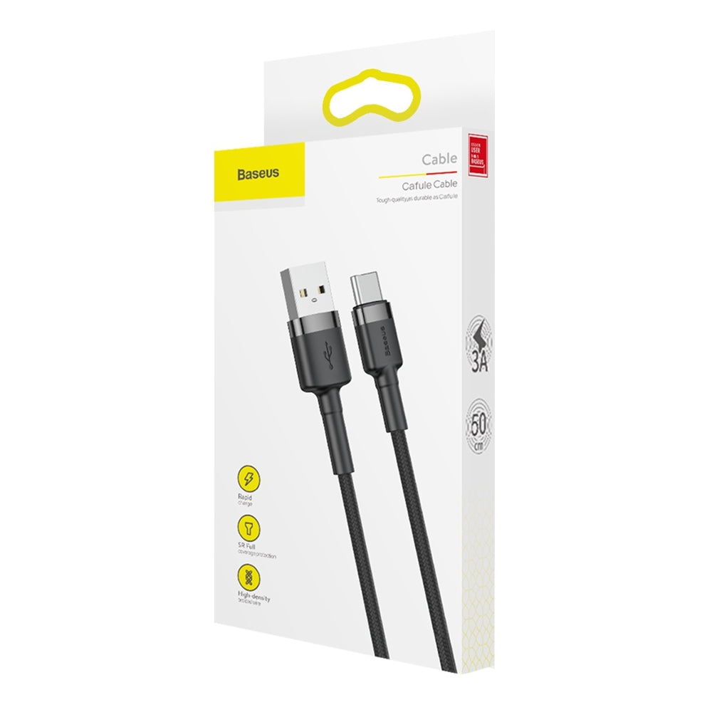 Kabl za podatke i punjenje USB-A - USB-C Baseus Cafule, 60W, 0.5m, Crni CATKLF-AG1
