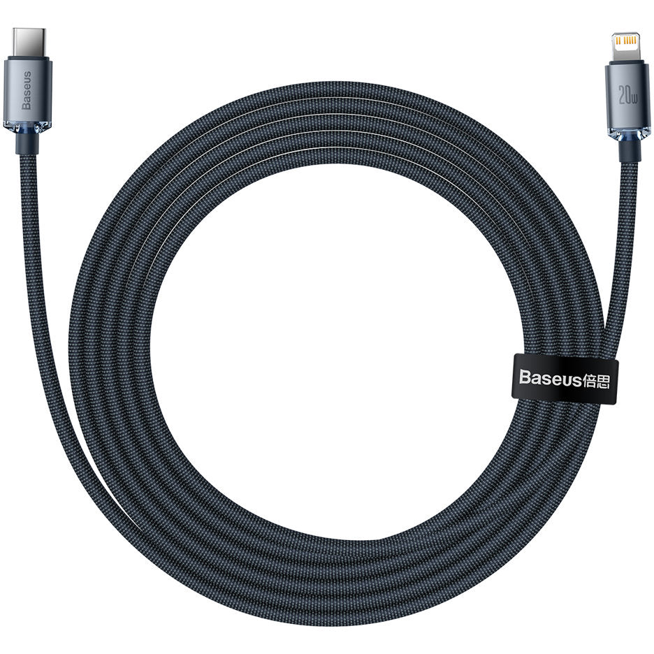 Kabl za Prenos Podataka i Punjenje USB-C - Lightning Baseus Crystal Shine Series, 20W, 2m, Crni CAJY000301