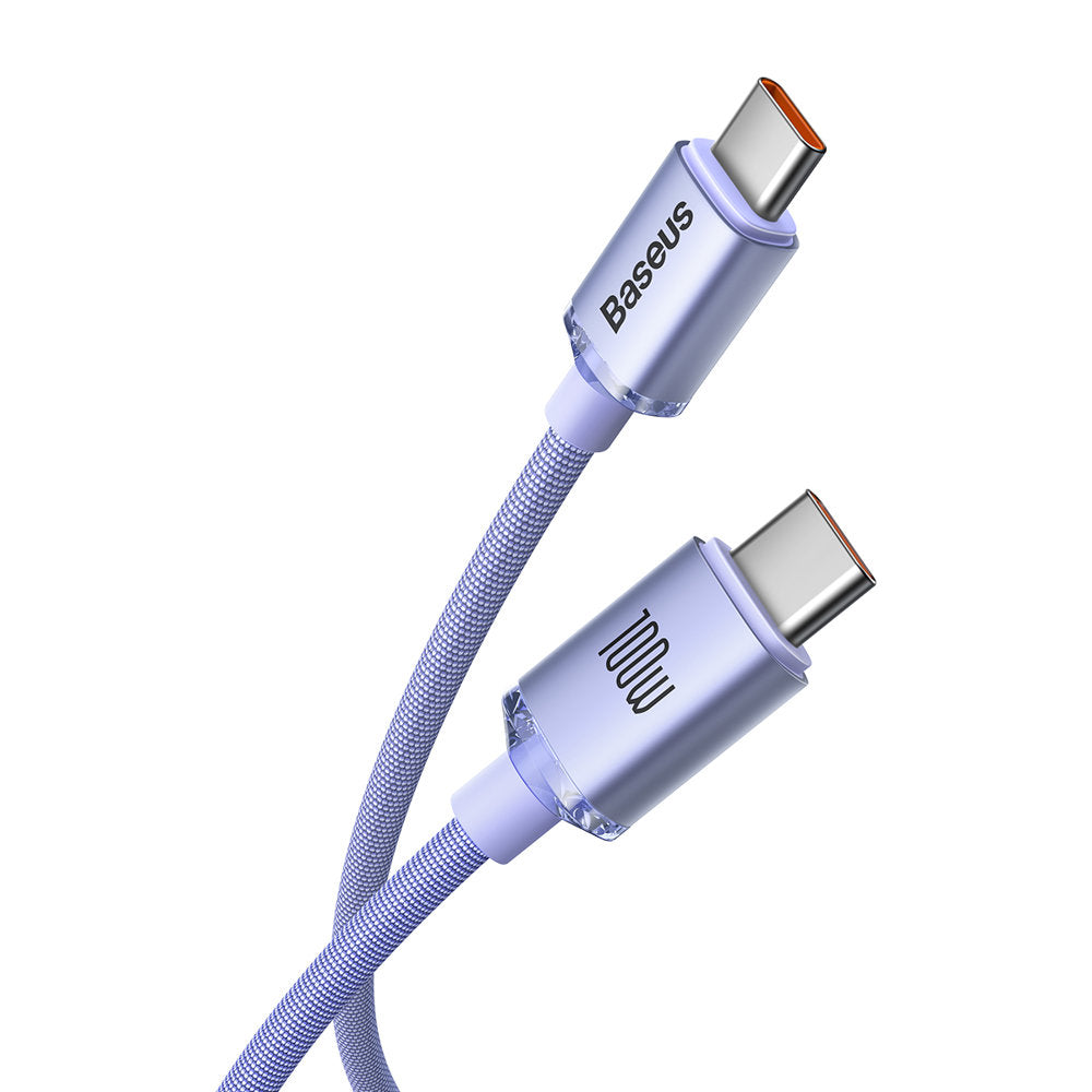 Kabl za Prenos Podataka i Punjenje USB-C - USB-C Baseus Crystal Shine Series, 100W, 2m, Ljubičasti CAJY000705