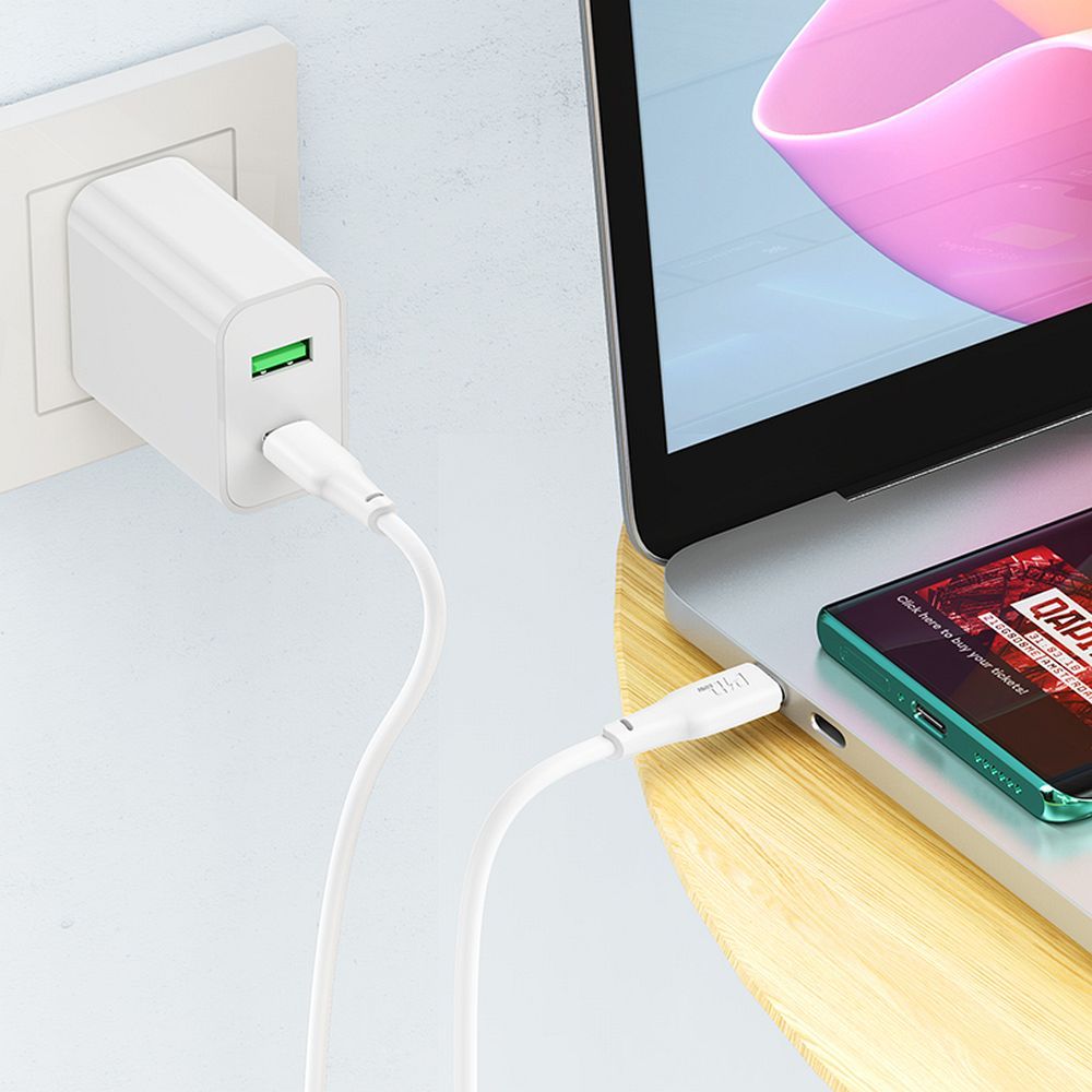 Kabl za Prenos Podataka i Punjenje USB-C - USB-C HOCO X93, 100W, 1m, Beli