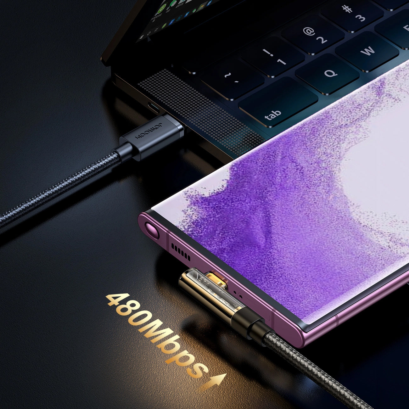 Kabl za podatke i punjenje USB-C - USB-C Joyroom S-A6 Angled, 100W, 1.2m, Crni