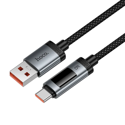 Kabl za prenos podataka i punjenje USB-A - USB-C HOCO Display U148, 100W, 1.2m, Crni
