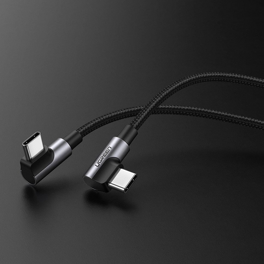 Kabl za podatke i punjenje USB-C - USB-C UGREEN US323 Angled, 60W, 2m, Crni