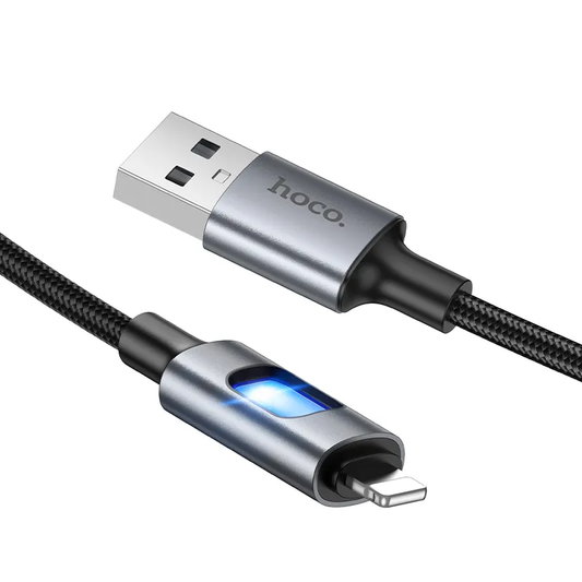 Kabl za podatke i punjenje USB-A - Lightning HOCO U144 Led, 18W, 1.2m, Crni
