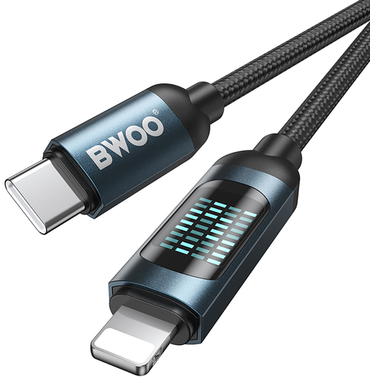 USB-C - Lightning BWOO X305 Display kabl za prenos podataka i punjenje, 27W, 1m, Crni