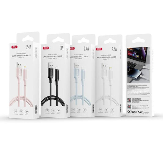 Kabl za podatke i punjenje USB-A - USB-C XO Design NB265, 18W, 1m, Roze