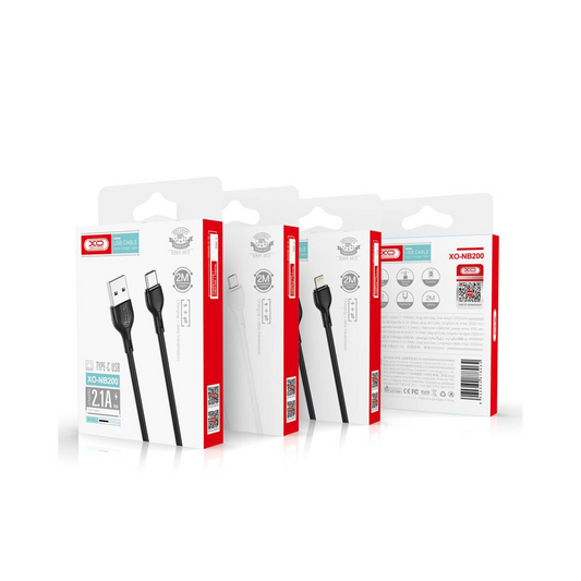 Kabl za prenos podataka i punjenje USB-A - Lightning XO Design NB200, 10W, 2m, Crni