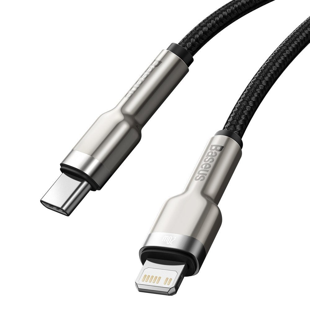 Kabl za Prenos Podataka i Punjenje USB-C - Lightning Baseus Cafule Metal Series, 20W, 1m, Crni CATLJK-A01