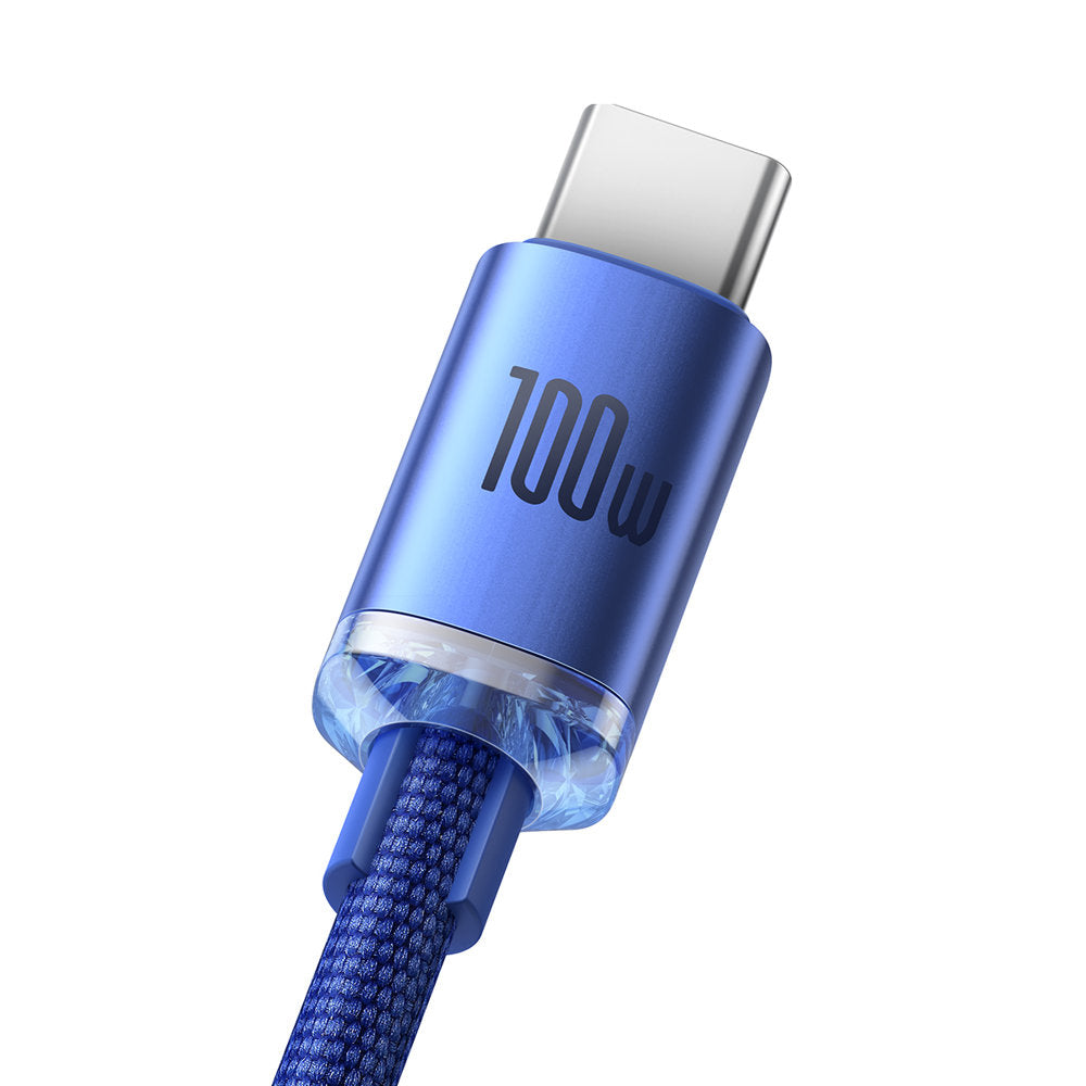 Kabl za Prenos Podataka i Punjenje USB-A - USB-C Baseus Crystal Shine Series, 100W, 2m, Plavi CAJY000503