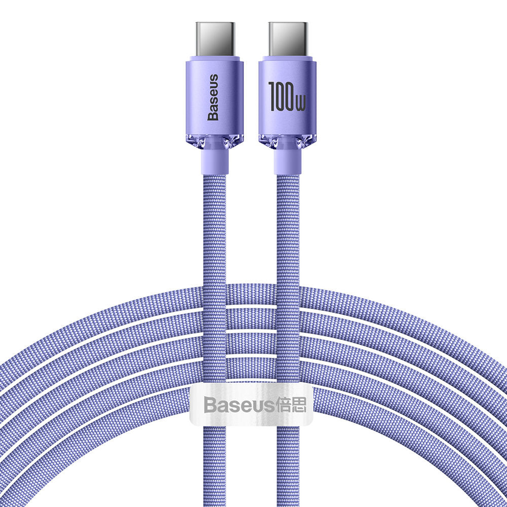 Kabl za Prenos Podataka i Punjenje USB-C - USB-C Baseus Crystal Shine Series, 100W, 2m, Ljubičasti CAJY000705