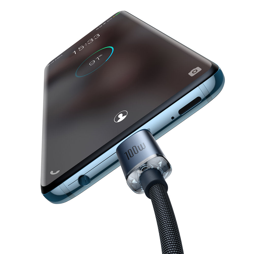 Kabl za Prenos Podataka i Punjenje USB-C - USB-C Baseus Crystal Shine Series, 100W, 2m, Crni CAJY000701