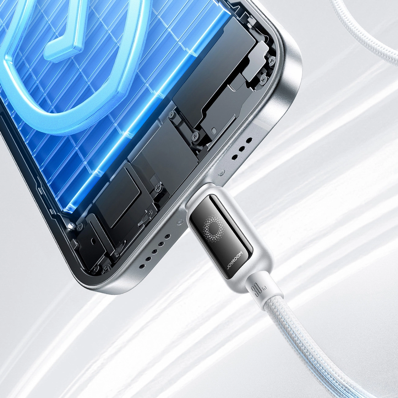 Kabl za prenos podataka i punjenje USB-C - Lightning Joyroom S-A55 StarFlight Display, 30W, 1.2m, Beli