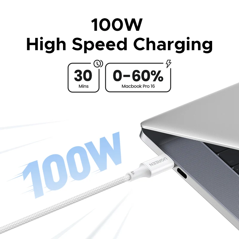 Kabl za prenos podataka i punjenje USB-C - USB-C UGREEN L502 (35221), 100W, 2m, Bela