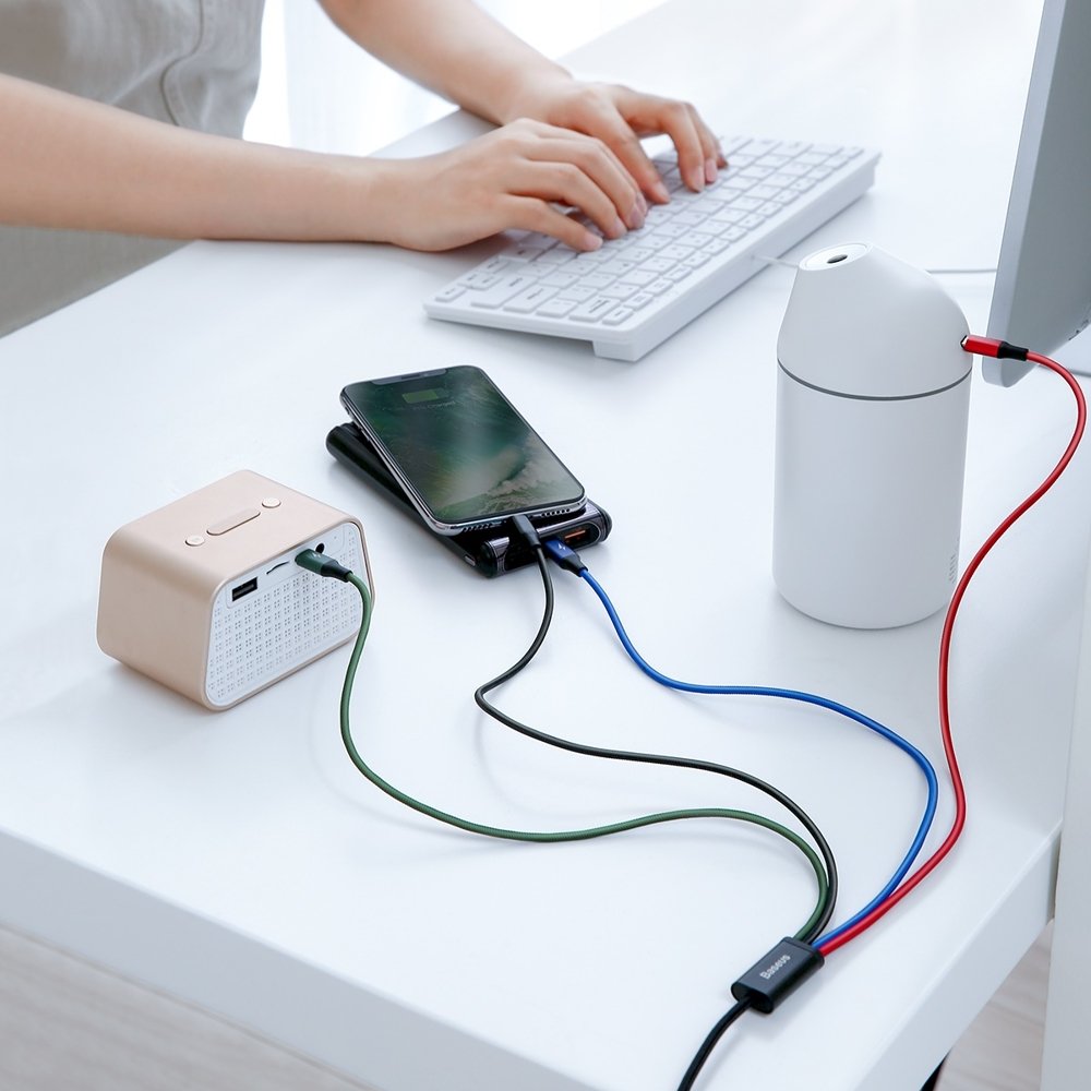 Kabl za punjenje USB-A - 2 x Lightning / microUSB / USB-C Baseus Rapid 4in1, 20W, 1.2m, Crni CA1T4-A01