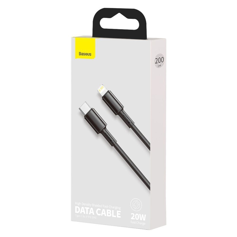 Kabl za prenos podataka i punjenje USB-C - Lightning Baseus High Density Braided, 20W, 2m, Crni CATLGD-A01