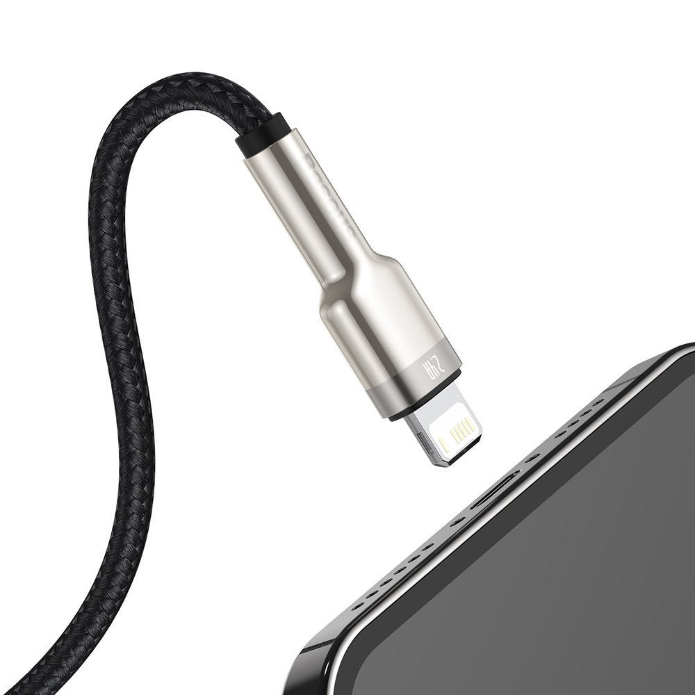 Kabl za prenos podataka i punjenje USB-A - Lightning Baseus Cafule Metal Series, 18W, 0.25m, Crni CALJK-01