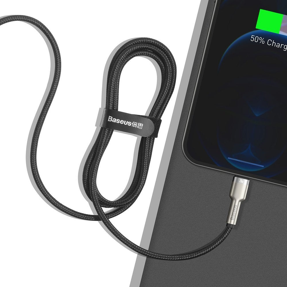 Kabl za Prenos Podataka i Punjenje USB-C - Lightning Baseus Cafule Metal Series, 20W, 1m, Crni CATLJK-A01