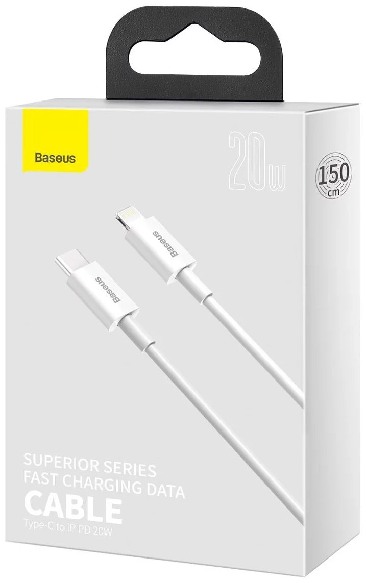 Kabl za Prenos Podataka i Punjenje USB-C - Lightning Baseus Superior Series, 20W, 1.5m, Beli CATLYS-B02