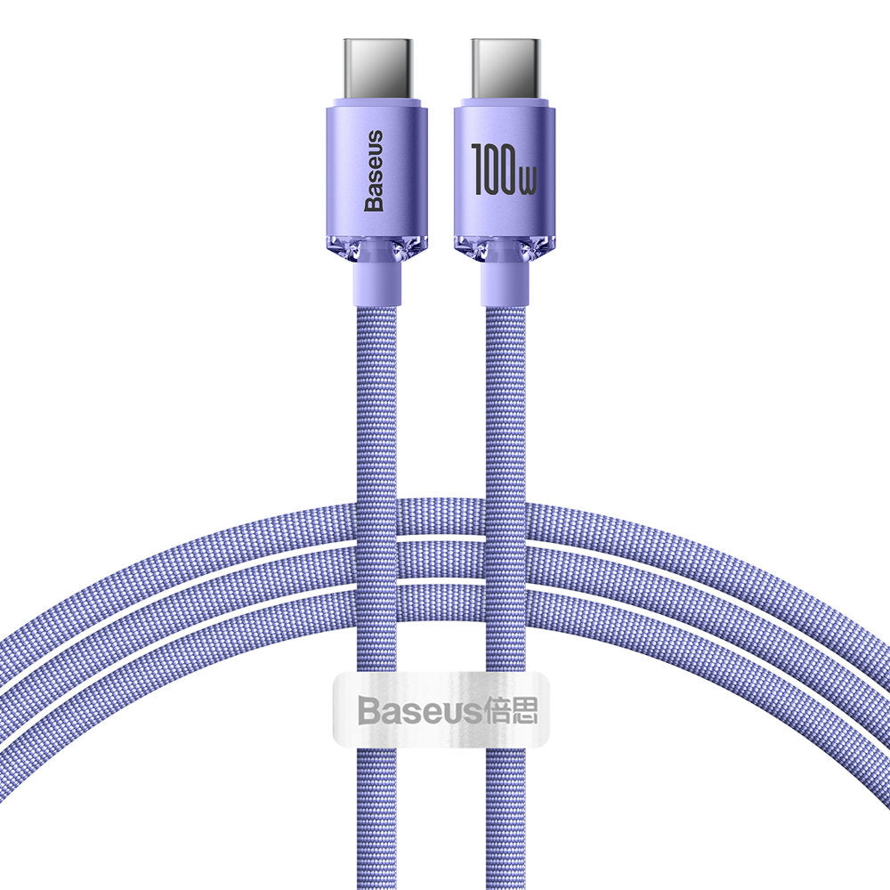 Kabl za podatke i punjenje USB-C - USB-C Baseus Crystal Shine Series, 100W, 1.2m, Ljubičasti CAJY000605