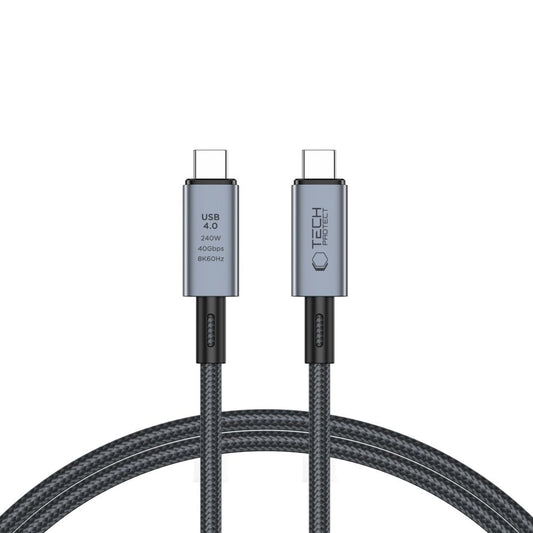 Kabl za Prenos Podataka i Punjenje USB-C - USB-C Tech-Protect Ultraboost Max, 240W, 1m, Sivi
