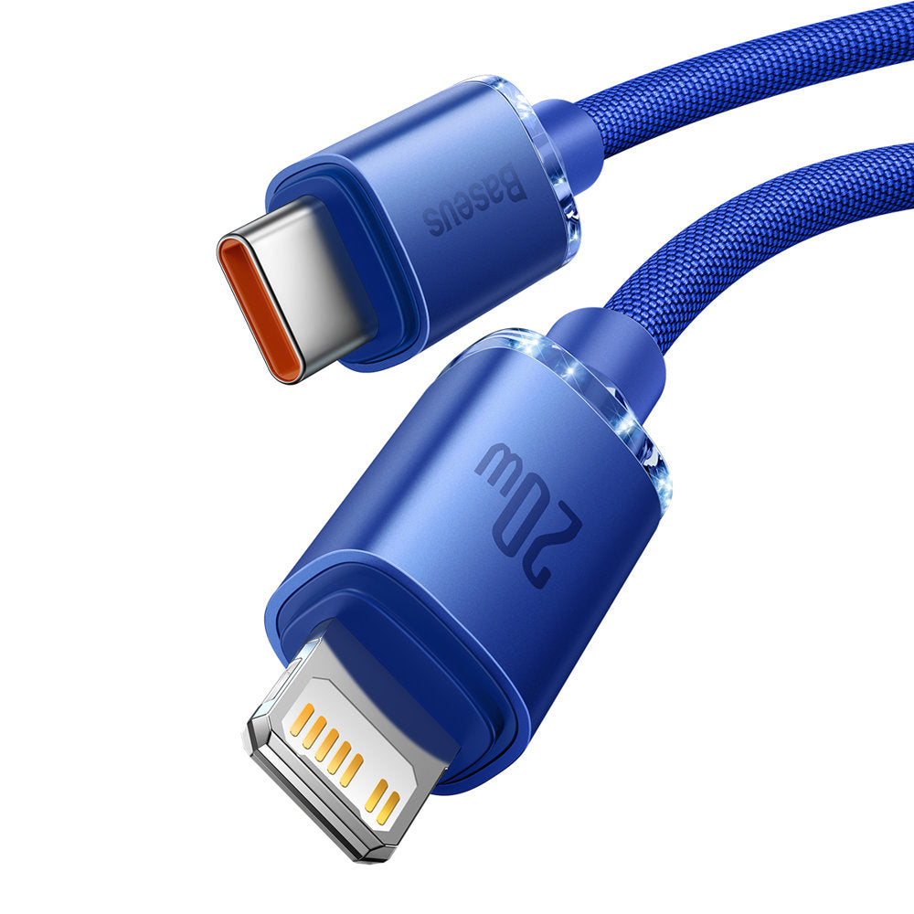 Kabl za prenos podataka i punjenje USB-C - Lightning Baseus Crystal Shine Series, 20W, 1.2m, Plavi CAJY000203