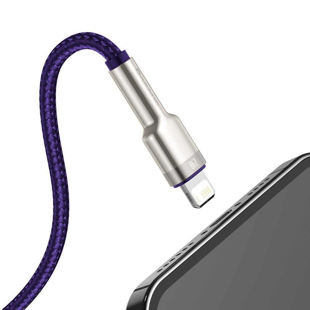 Kabl za podatke i punjenje USB-A - Lightning Baseus Cafule Metal Series, 18W, 2m, Ljubičasti CALJK-B05