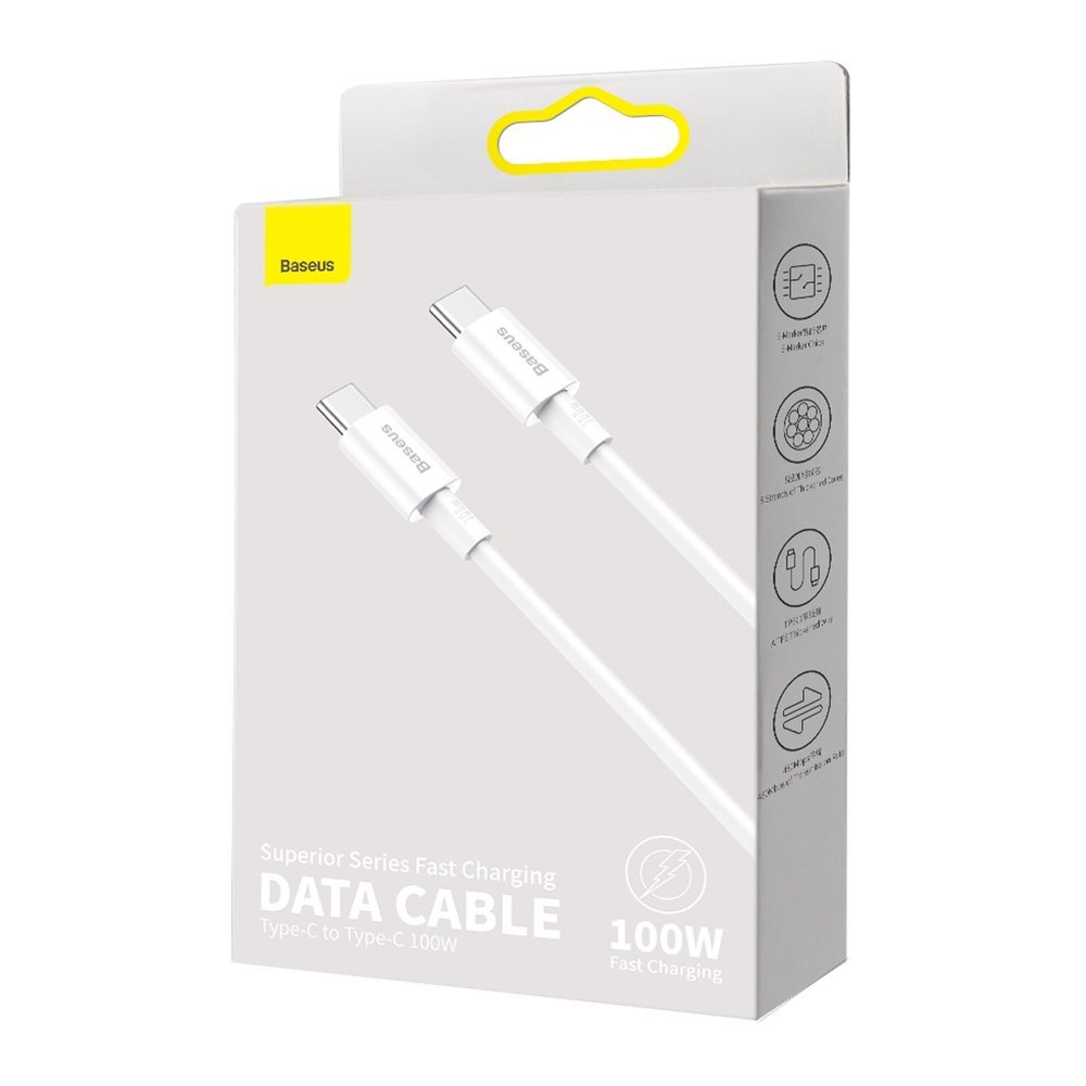 Kabl za Prenos Podataka i Punjenje USB-C - USB-C Baseus Superior Series, 100W, 2m, Beli CATYS-C02