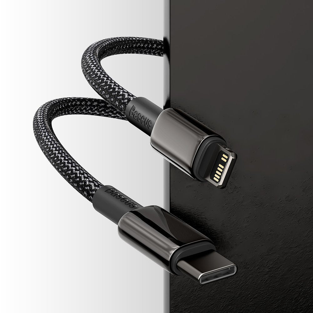 Kabl za Prenos Podataka i Punjenje USB-C - Lightning Baseus Tungsten Gold, 20W, 1m, Crni CATLWJ-01