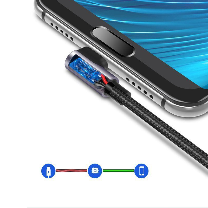 Kabl za Prenos Podataka i Punjenje USB-A - USB-C UGREEN US284 Angled, 18W, 3m, Sivi