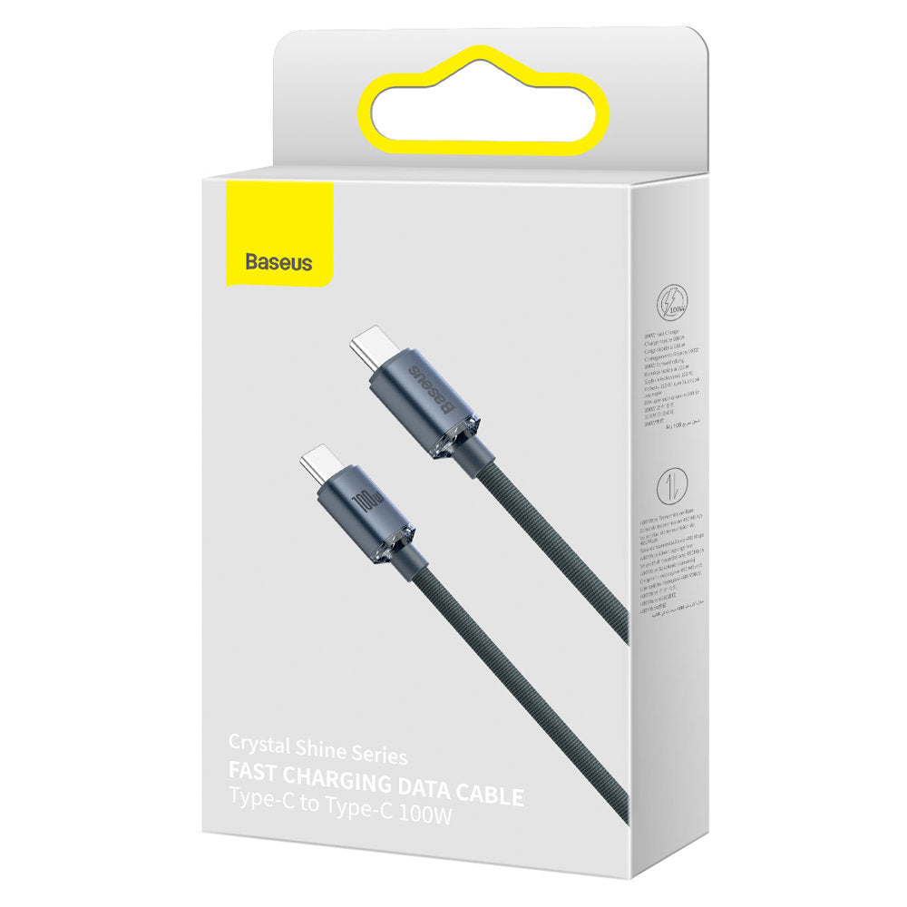 Kabl za Prenos Podataka i Punjenje USB-C - USB-C Baseus Crystal Shine Series, 100W, 2m, Crni CAJY000701