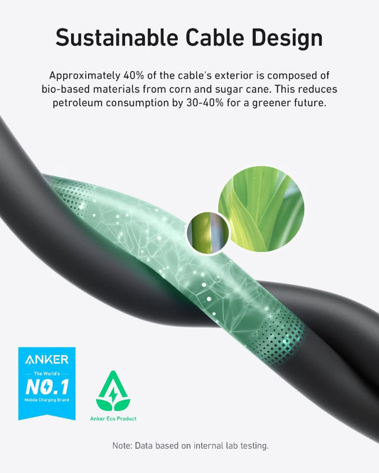 Kabl za Prenos Podataka i Punjenje USB-C - USB-C Anker, 240W, 0.9m, Crni A80N1H11