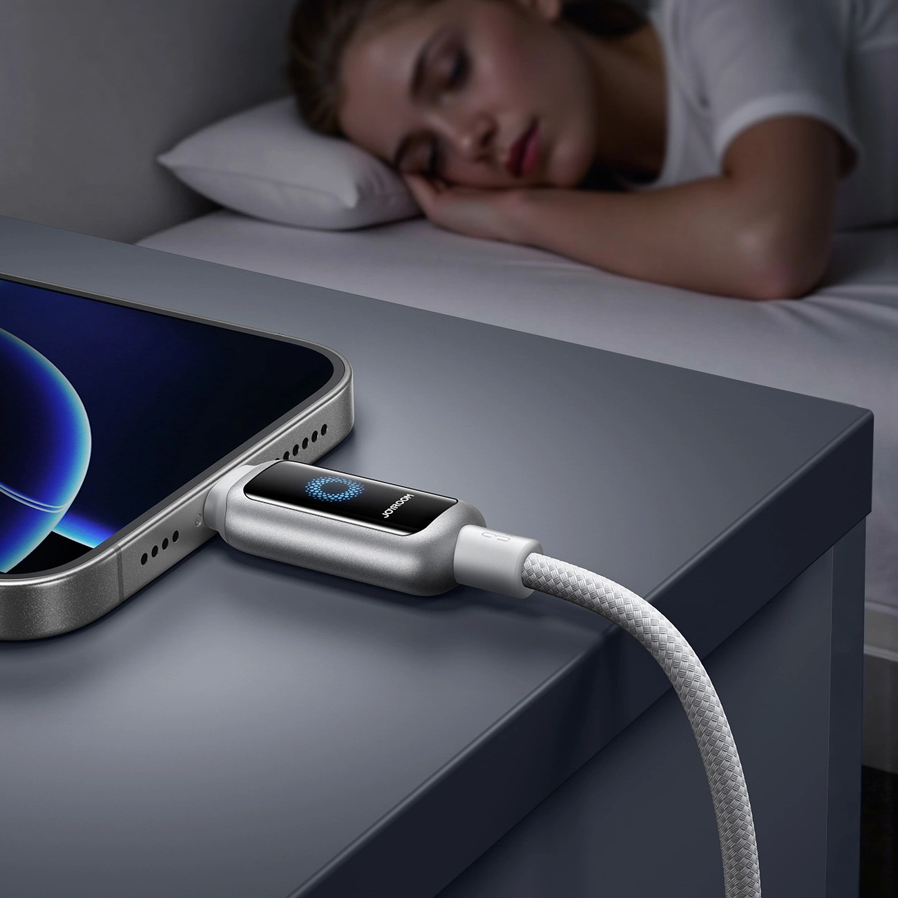 Kabl za prenos podataka i punjenje USB-A - Lightning Joyroom S-A55 StarFlight Display, 18W, 1.2m, Bela