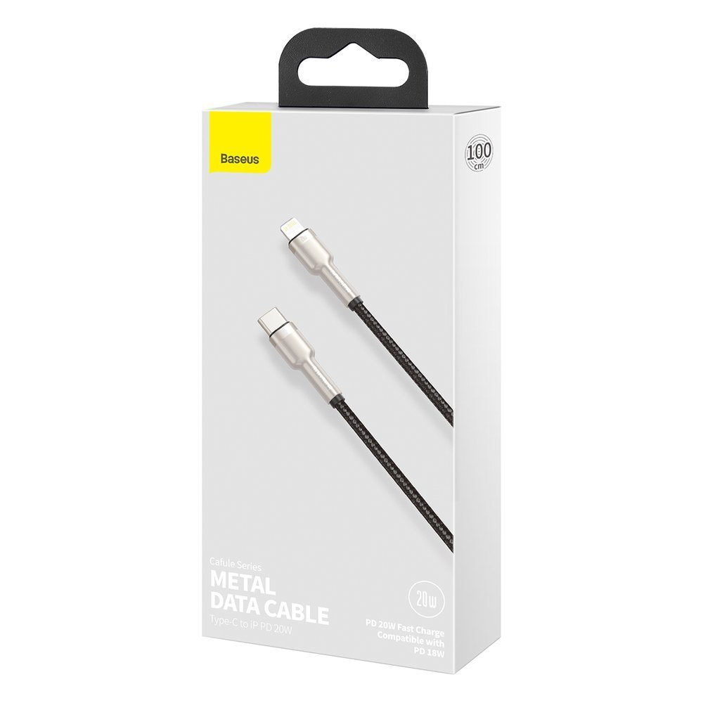 Kabl za Prenos Podataka i Punjenje USB-C - Lightning Baseus Cafule Metal Series, 20W, 1m, Crni CATLJK-A01