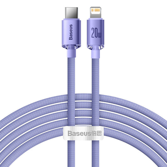 Kabl za prenos podataka i punjenje USB-C - Lightning Baseus Crystal Shine Series, 20W, 2m, Ljubičasti CAJY000305
