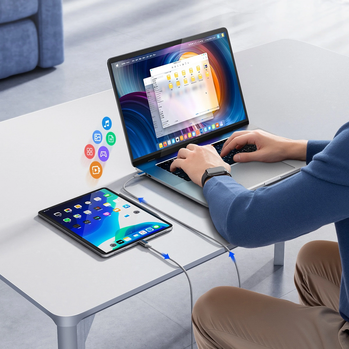 Kabl za prenos podataka i punjenje USB-C - USB-C Orico CDX, 60W, 1m, Bela