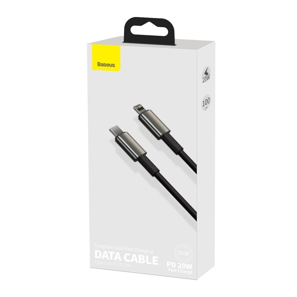 Kabl za Prenos Podataka i Punjenje USB-C - Lightning Baseus Tungsten Gold, 20W, 1m, Crni CATLWJ-01