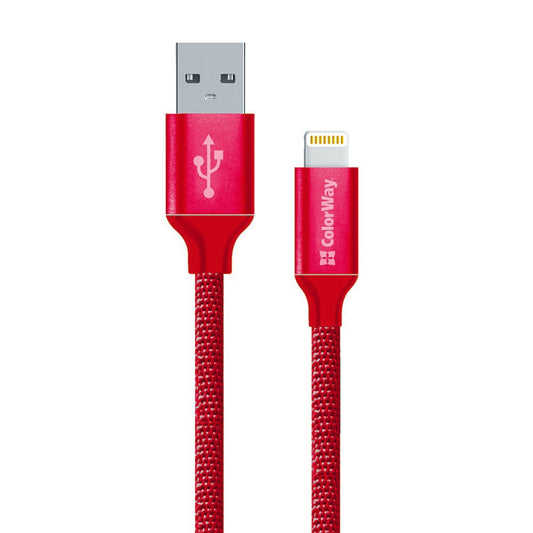 Kabl za podatke i punjenje USB-A - Lightning ColorWay CW-CBUL004, 18W, 1m, Crveni