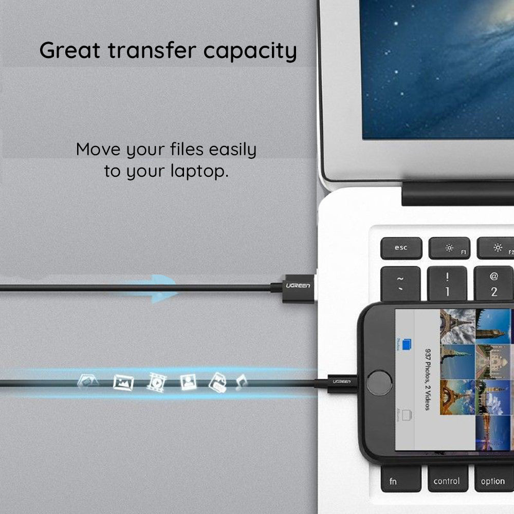 Kabl za Prenos Podataka i Punjenje USB-A - Lightning UGREEN 80823, 18W, 2m, Crni