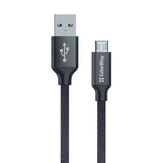 Kabl za Prenos Podataka i Punjenje USB-A - microUSB ColorWay CW-CBUM002, 18W, 1m, Crni