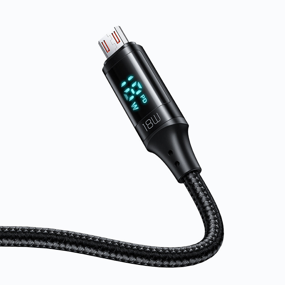 Kabl za podatke i punjenje USB-A - microUSB McDodo CA-1070 Display, 18W, 1.2m, Crni