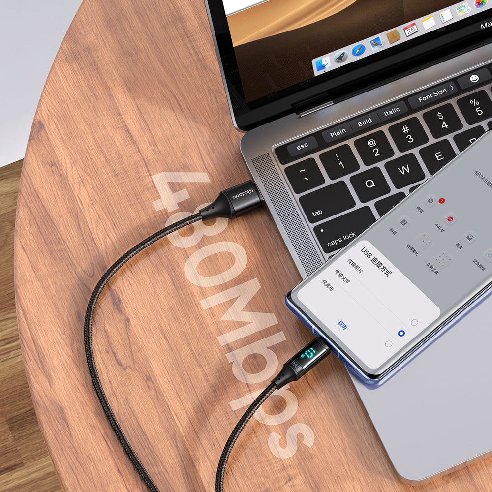 Kabl za podatke i punjenje USB-A - microUSB McDodo CA-1070 Display, 18W, 1.2m, Crni