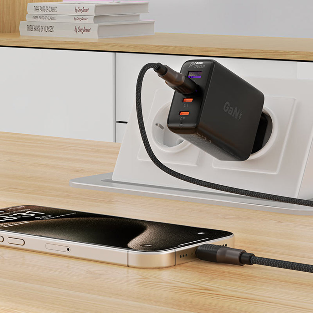 Kabl za prenos podataka i punjenje USB-A - USB-C Acefast C10-04, 18W, 1.2m, Crni