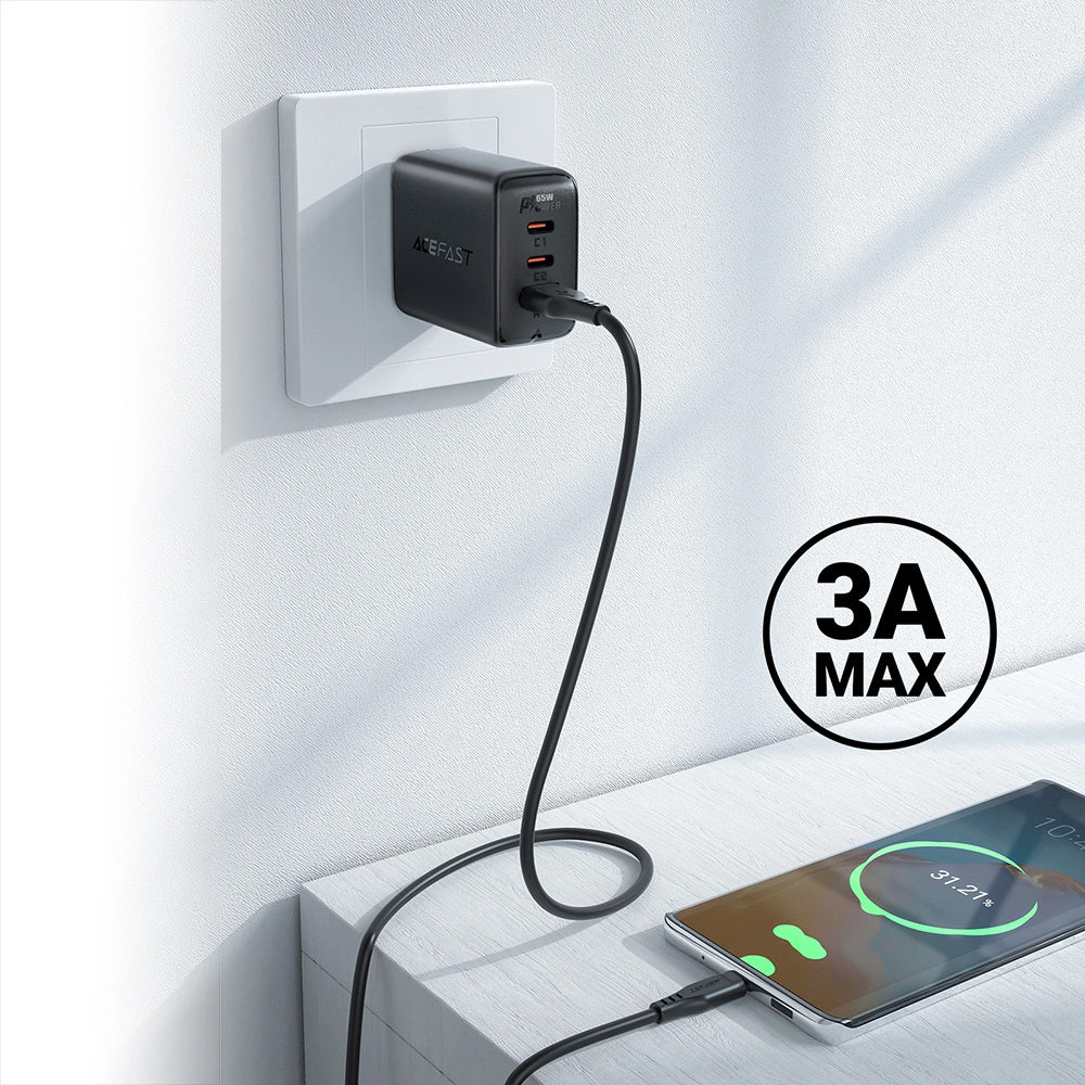 Kabl za podatke i punjenje USB-A - USB-C Acefast C3-03, 60W, 1.2m, Beli